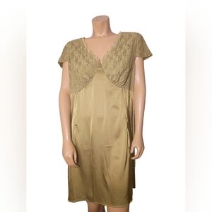 Cider Olive Lace-Trim Slip Dress